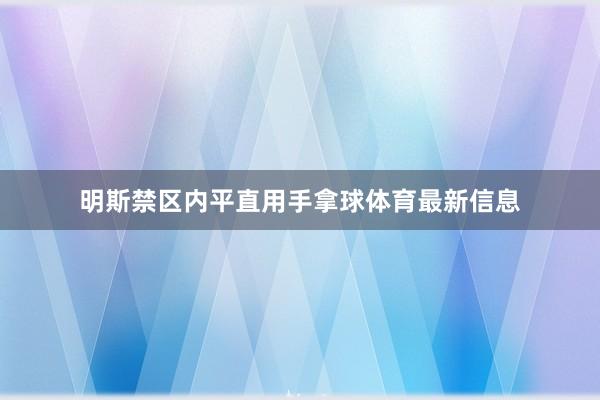 明斯禁区内平直用手拿球体育最新信息