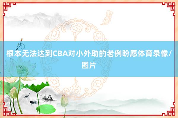 根本无法达到CBA对小外助的老例盼愿体育录像/图片