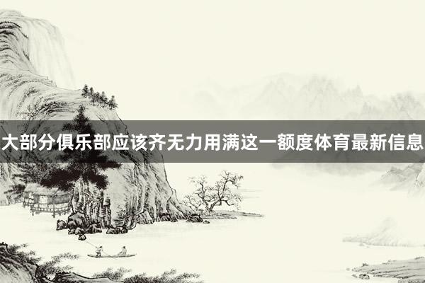 大部分俱乐部应该齐无力用满这一额度体育最新信息