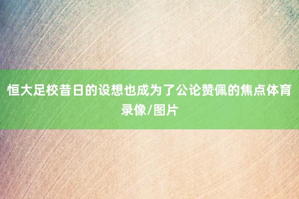 恒大足校昔日的设想也成为了公论赞佩的焦点体育录像/图片