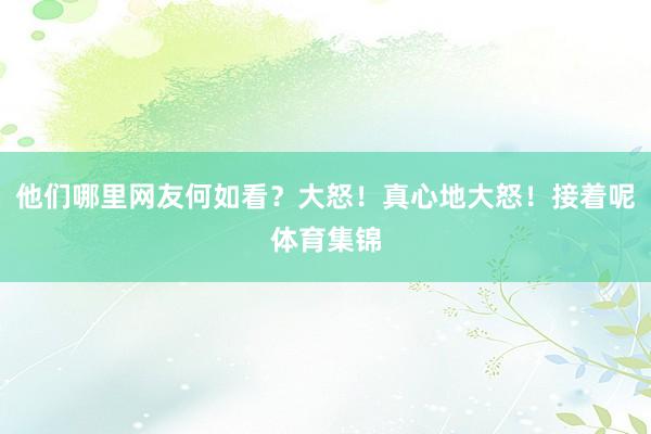 他们哪里网友何如看？大怒！真心地大怒！接着呢体育集锦