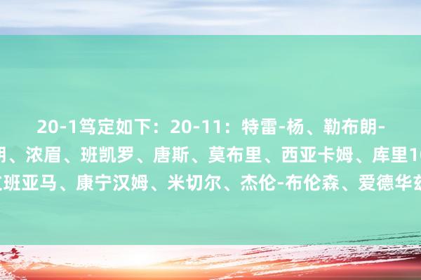 20-1笃定如下：20-11：特雷-杨、勒布朗-詹姆斯、布克、杰伦-布朗、浓眉、班凯罗、唐斯、莫布里、西亚卡姆、库里10-1：杰伦-威廉姆斯、文班亚马、康宁汉姆、米切尔、杰伦-布伦森、爱德华兹、东契奇、字母哥、约基奇、亚历山大    体育最新信息