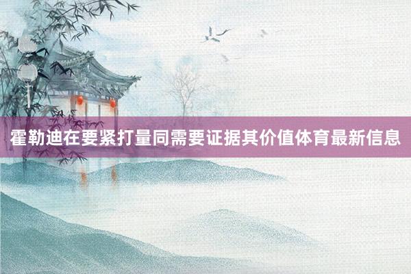 霍勒迪在要紧打量同需要证据其价值体育最新信息