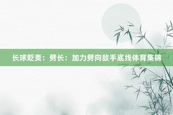 长球贬责：劈长：加力劈向敌手底线体育集锦